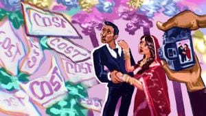 An illustration showing how wedding costs keep piling up and how expensive weddings can get. 