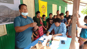 A temporary health camp has been set up in Kurukpata union of Alikadam upazila in Bandarban amid a measles outbreak. Photo: Star
