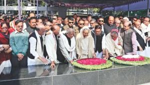 Flanked by senior Awami League leaders