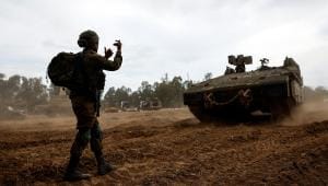Israeli troops at Gaza border October 2023 REUTERS