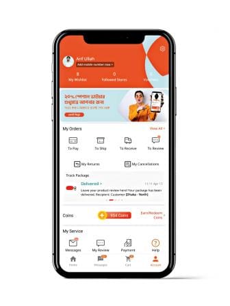 Daraz mobile app interface