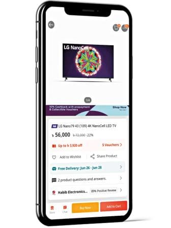 Daraz mobile app interface