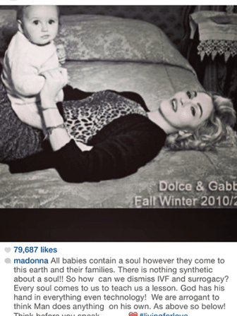 Madonna's post on Instagram