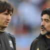 Diego Maradona and Lionel Messi Diego Maradona, Lionel Messi, Maradona fans, Barcelona star Lionel Messi