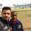Mashrafe Bin Mortaza with groundsman Abdul Motin Mashrafe Bin Mortaza with groundsman Abdul Motin