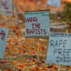 Placards against rape