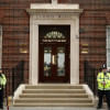 Police are guarding the entrance to the Lindo Wing