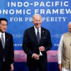 US President Joe Biden, Indian Prime Minister Narendra Modi and Japanese Prime Minister Fumio Kishida Joe Biden, Narendra Modi and Fumio Kishida