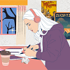 An illustration of a girl studying by a window.
