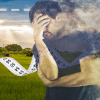 A man stressed about land measurement A man stressed about land measurement