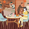 A girl eating alone at a restaurant. A girl eating alone at a restaurant.