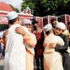 Kids embracing one another after the Eid prayers Eid prayers