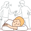 A child distressed due to  his parents arguing.