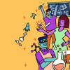 Illustration of student who study pure science.