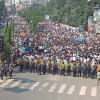 Jamaat leaders, activists gather at Arambagh intersection; police put up barricade