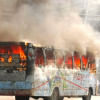 A bus was torched in front of Baitul Mokarram.