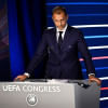 UEFA president Aleksander Ceferin delivers a speech during the 48th UEFA ordinary Congress held at the Maison de la Mutualite in Paris on February 8, 2024. Photo: AFP UEFA president Aleksander Ceferin delivers a speech during the 48th UEFA ordinary Congress held at the Maison de la Mutualite in Paris on February 8, 2024. Photo: AFP