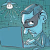 Government mishandling of personal data: Where does it end? Illustration showing man stealing data