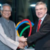 Nobel winner Yunus brings 'social business' mantra to Olympics Professor Muhammad Yunus during a meeting with IOC President Thomas Bach at Olympic House in Lausanne in 2020.