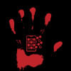 A call to end the cycle of revenge politics bloodied hand with phone in middle of palm,
