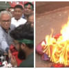 Rizvi burns wife's saree Rizvi burns wife's saree