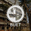 BUET logo against an image of its campus.  BUET logo against an image of its campus.