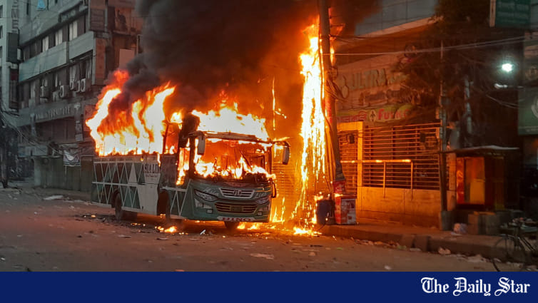 Bus torched in Sylhet - Vimarsana News