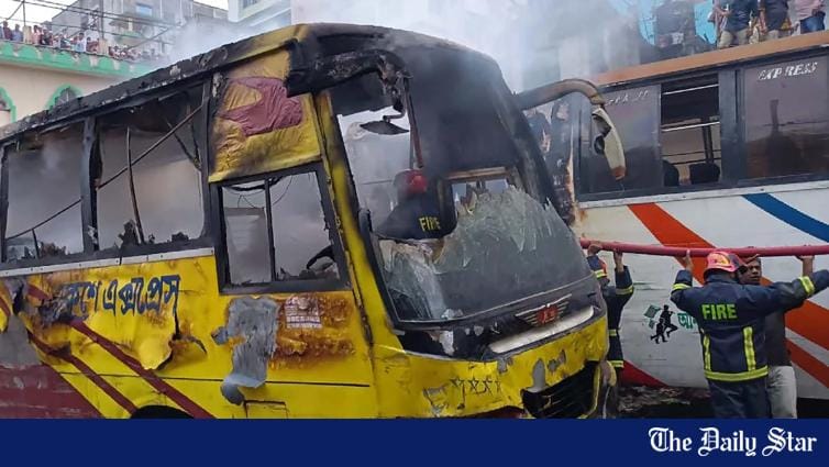 3 buses set on fire in Khilgaon - Vimarsana News