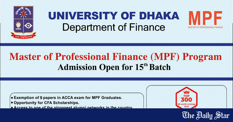 Designed for Professionals, University of Dhaka Opens Admissions for 15th Batch of Master of Professional Finance (MPF) Program