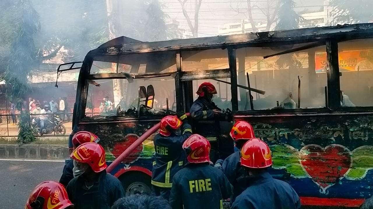 A bus was set on fire in Mohammapur.