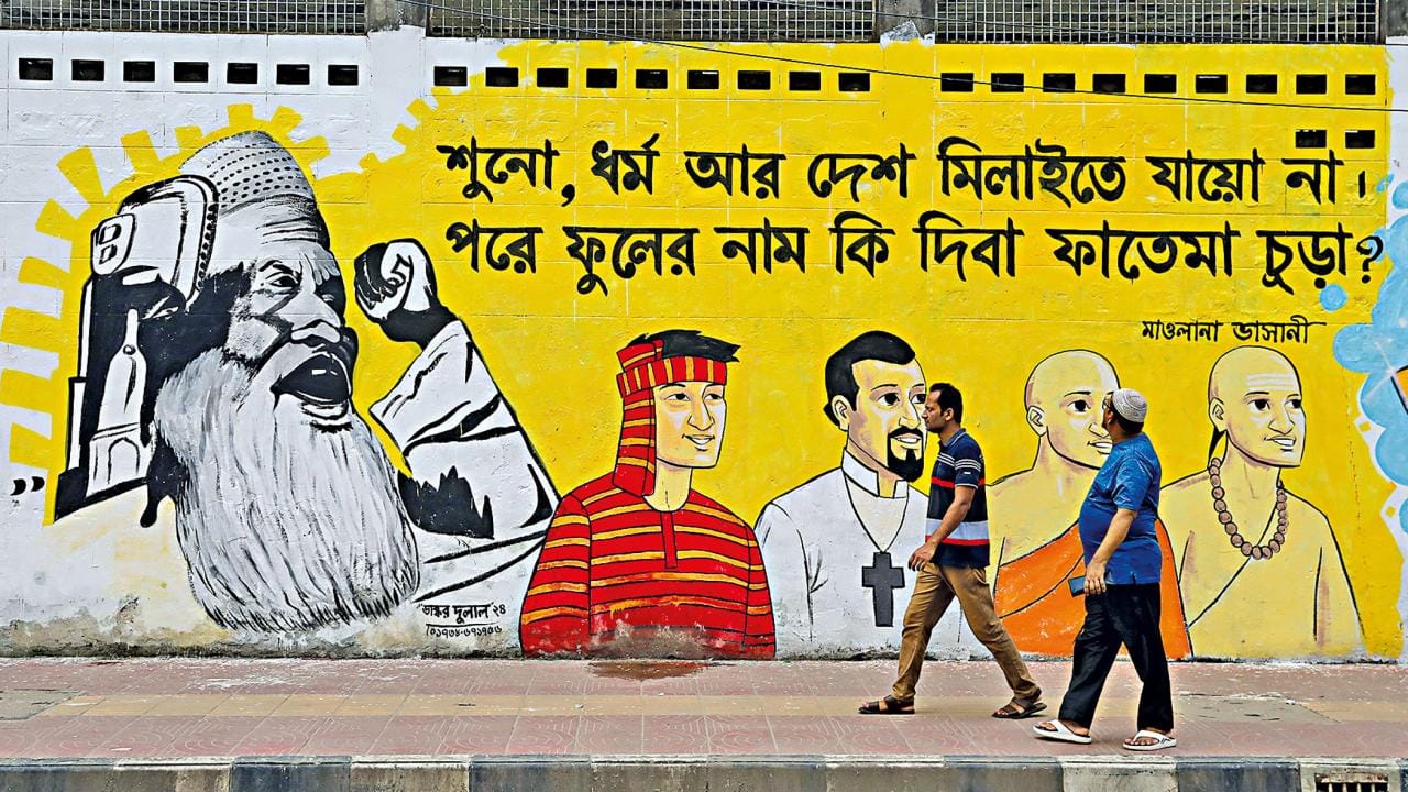 public walls become protest canvases in Bangladesh
