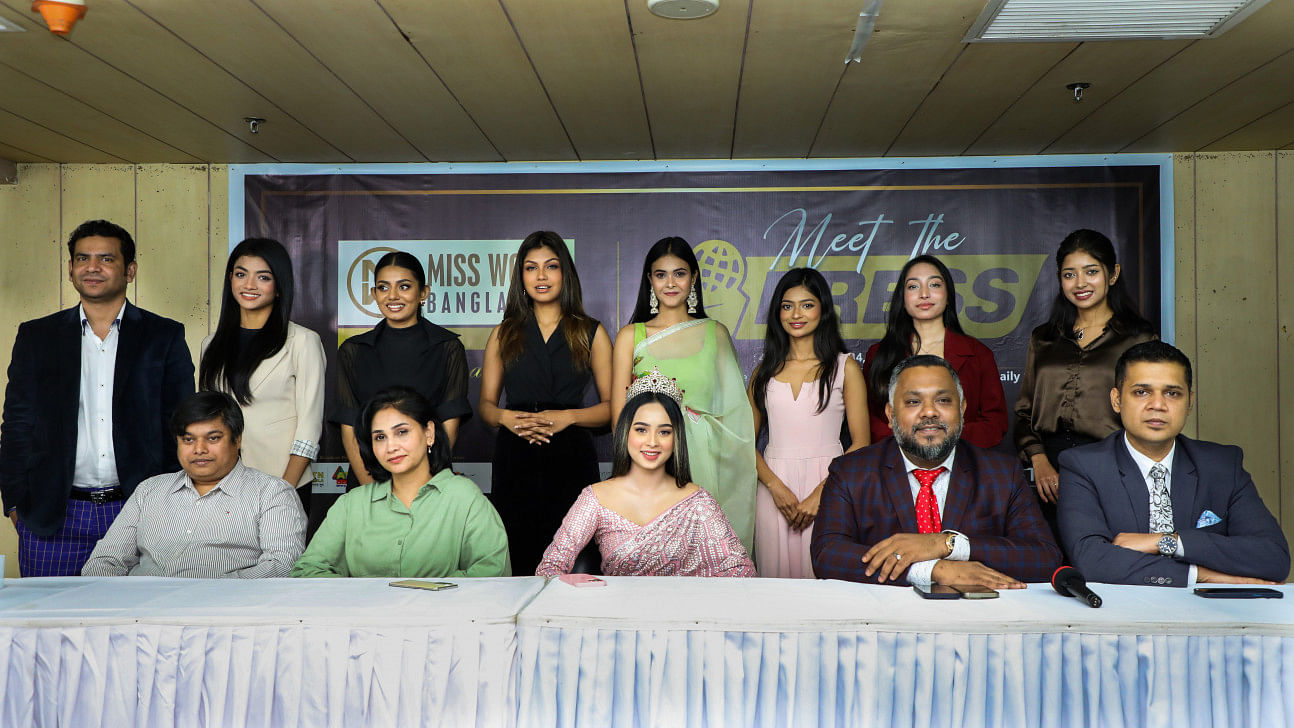Top 10 contestants of Miss World Bangladesh 2023 alongside the organisers.