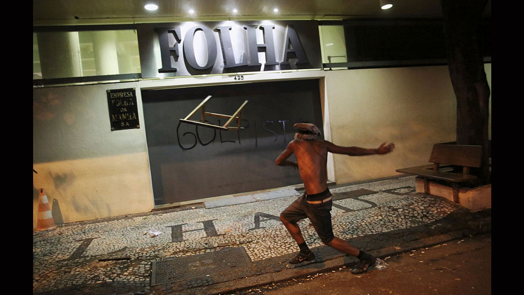 Protest against Brazil's new President Michel Temer Dilma Rousseff