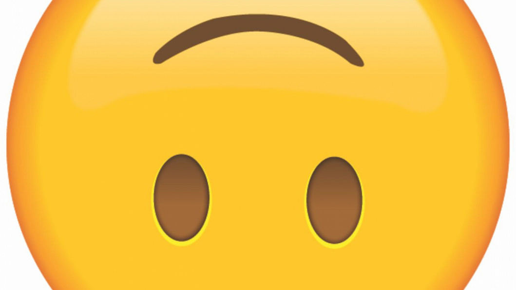 happy face emoji switches to blank face emoji (sad) 