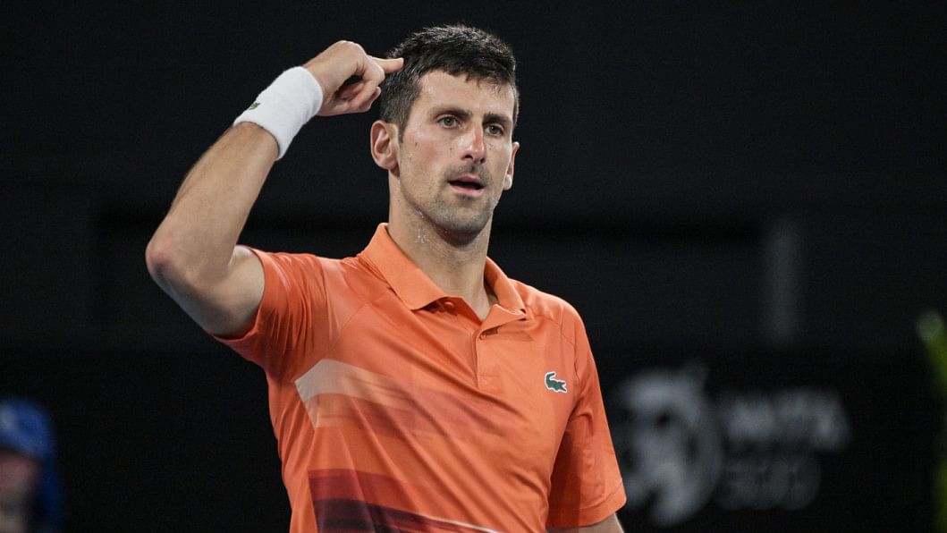 Serbian tennis player Novak Djokovic celebrates after winning the final of the ATP Adelaide International tournament against Sebastian Korda of the US in Adelaide on January 8, 2023