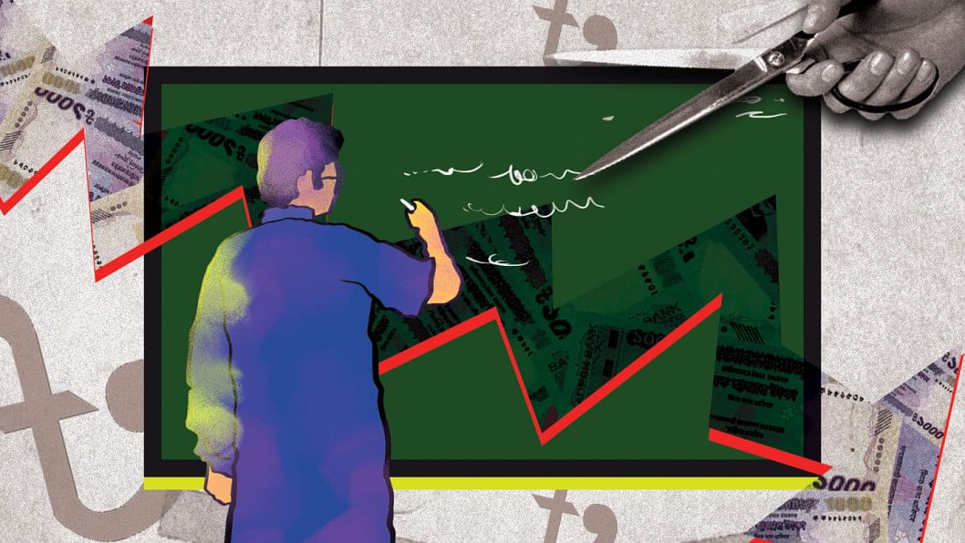 Illustration of teacher writing on board