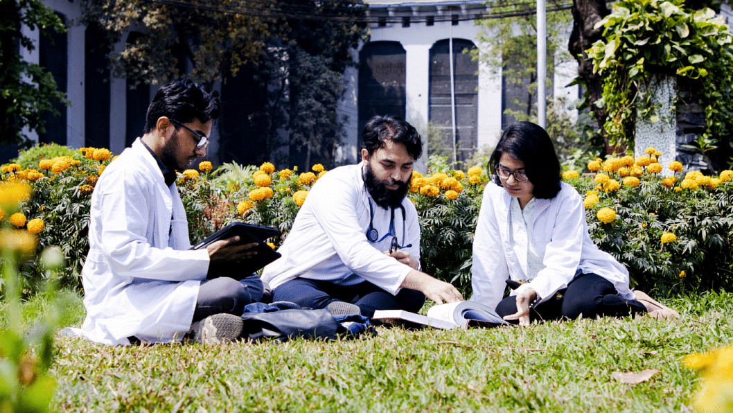 Medical students studying
