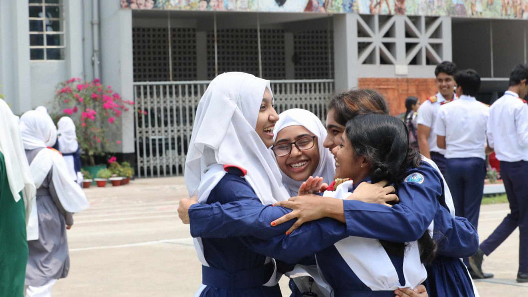 Girls of Rajuk Uttara Model College rejoice their SSC grades Girls of Rajuk Uttara Model College rejoice their SSC grades