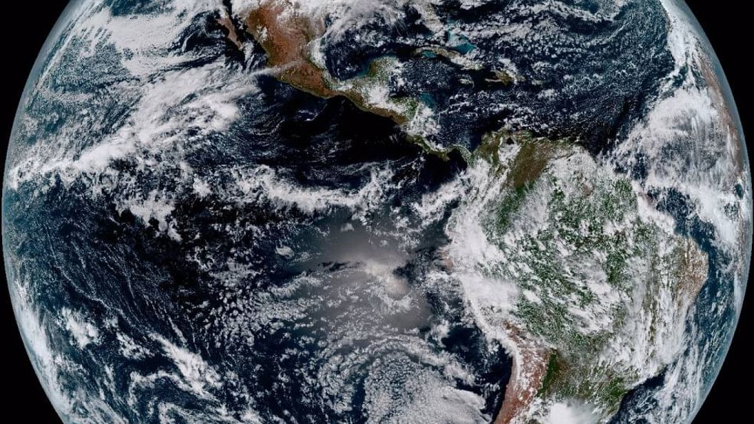 This composite color full-disk visible image of the Western Hemisphere This composite color full-disk visible image of the Western Hemisphere