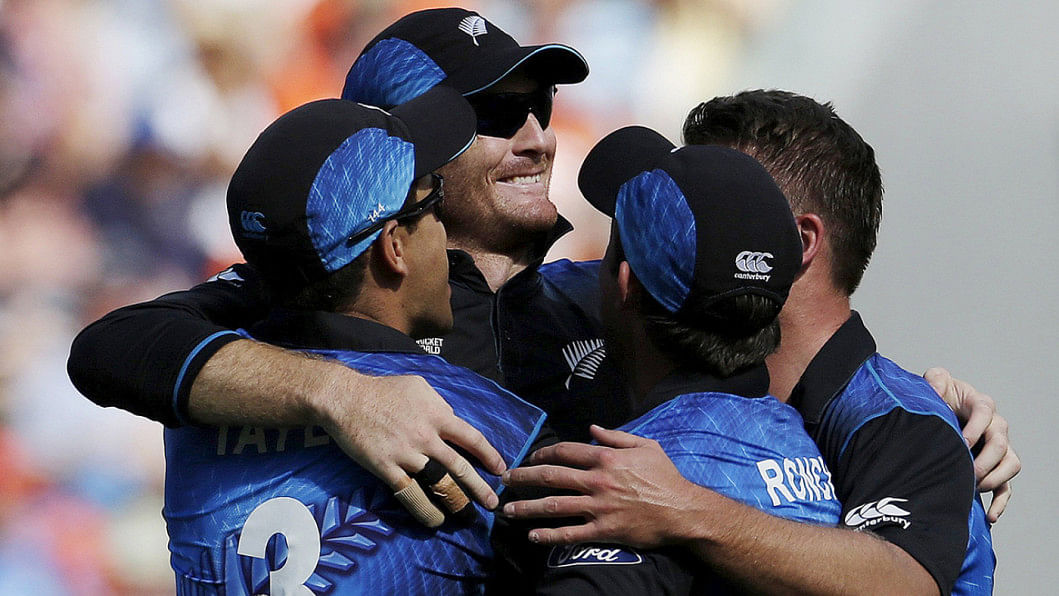 New Zealand's cricketers celebrate New Zealand
