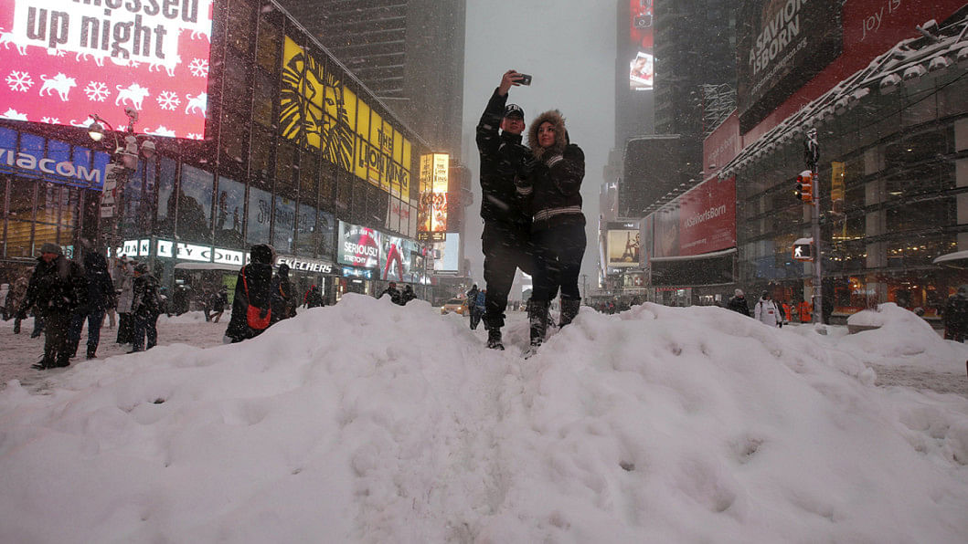 Times Square, US, blizzard