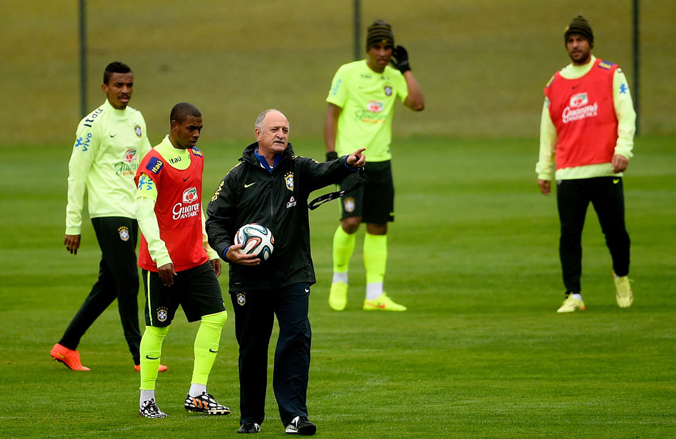 1.	Brazil Head coach Luiz Felipe Scolari gestures during a training session of the Brazilian national football team at the squad's Granja Comary training complex, on July 11, 2014 in Teresopolis, 90 km from downtown Rio de Janeiro, Brazil. Photo: Getty Images