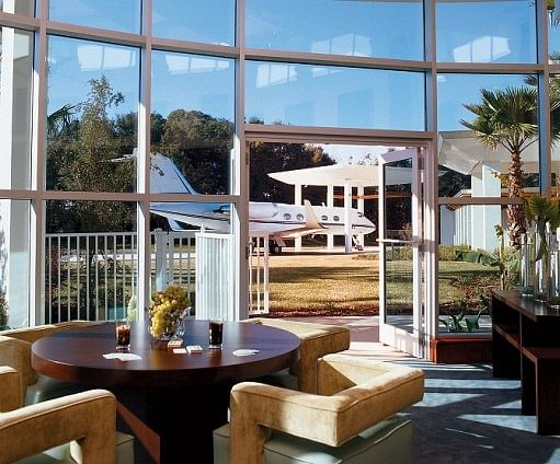 A view of John Travolta's 'porch' where he 'parks' his jet. Photo: Architectural Digest