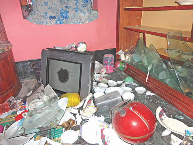 Locals claimed that joint forces during a drive had vandalised and torched their homes while the law enforcers say that the complainants could have done it themselves to create an issue. Photo: Star