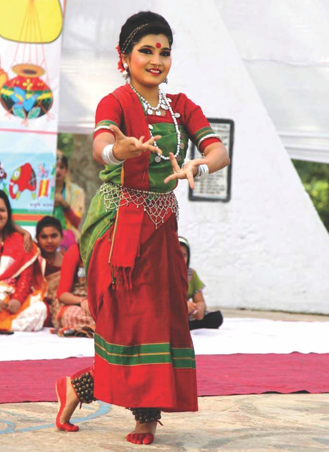A dancer performs in a cultural programme