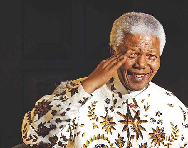 Nelson Mandela on his 85th birthday on July 18, 2003.