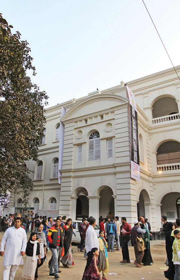 Although Bangla Academy (left) has been organising the book fair, it is the job of the National Book Centre. Photo: Prabir Das