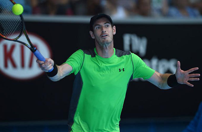 Andy Murray returns during his Australian Open match against Marinko Matosevic in Melbourne on January 21, 2015. Photo: AFP