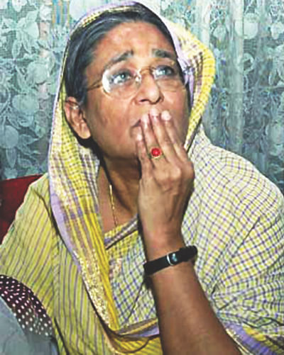 A day after the grenade attack, Sheikh Hasina apparently reeling from the trauma at her Dhanmondi home. Photo: File