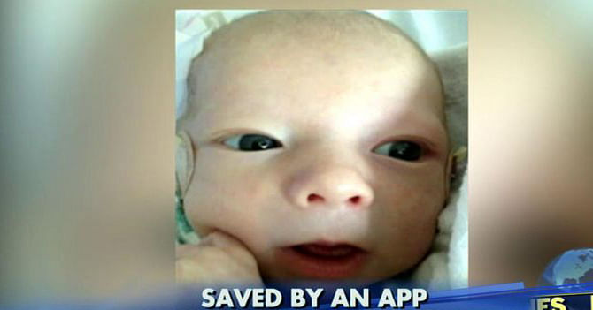 Mechanic saves the baby's life after alert from cellphone app. Photo: Fox News Insider